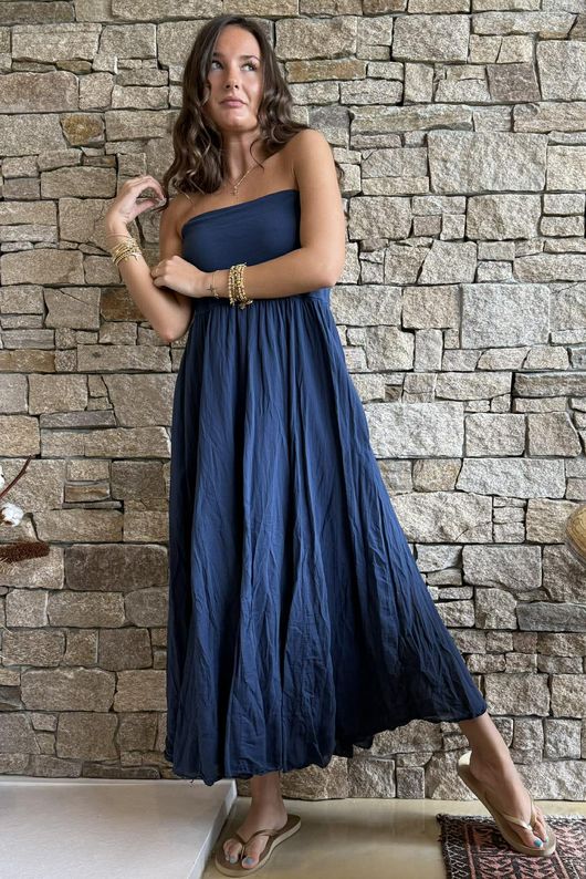 Songbird Bandeau Skirt Dress Navy 